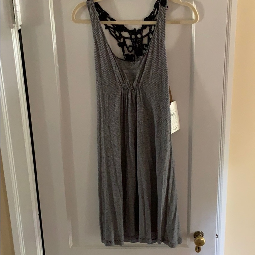 Element black and white striped tank dress NWT